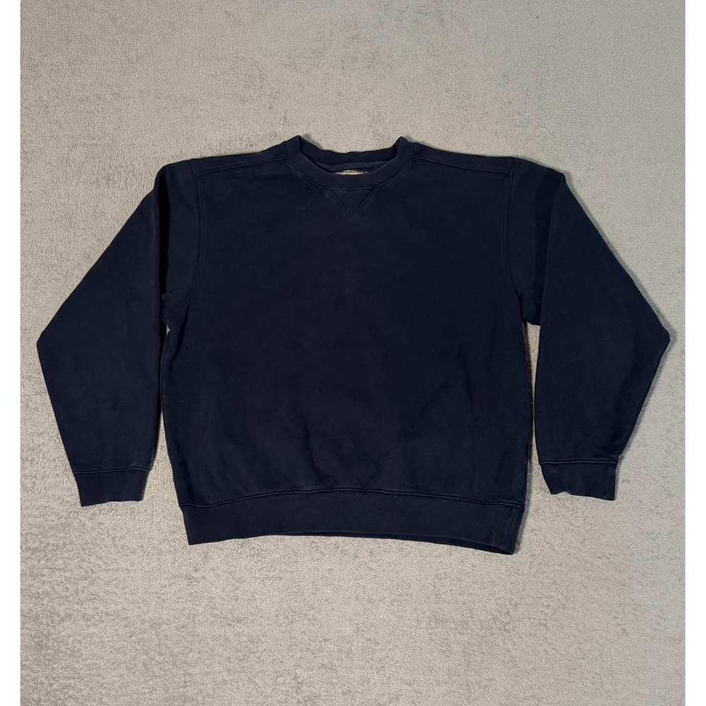 L.L. Bean Sweatshirt Mens Medium Blue Crewneck Pullover Fleece Cotton Blend